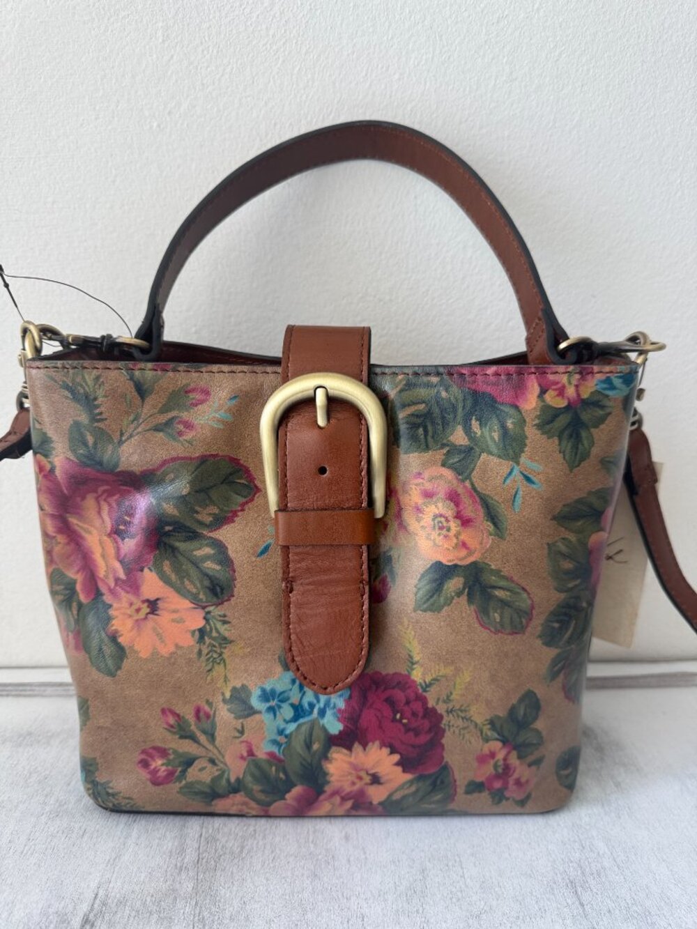 Patricia Nash Irving Bucket Handbag Leath Distressed Vintage Victorian Garden - Picture 9 of 14